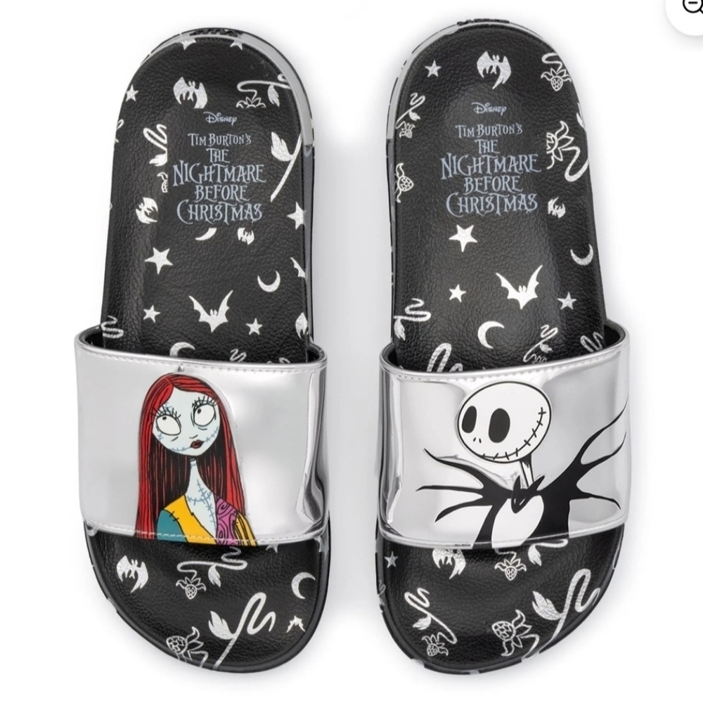 🔥NWT Nightmare Before Christmas Women's Metallic Slide Sandals, Size 7